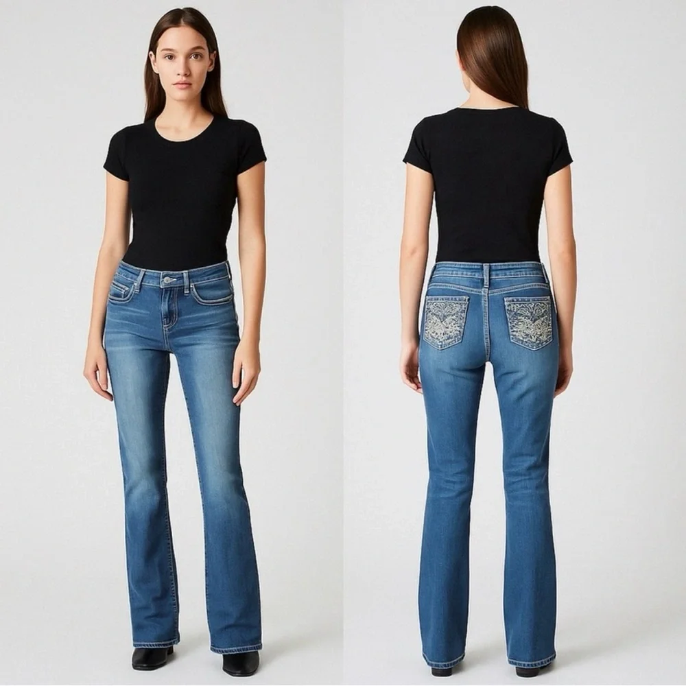 ✨ TELEPATIA Women’s Low-Rise Decorative Pocket Bootcut Jeans Size 27 ⭐ - Picture 12 of 12